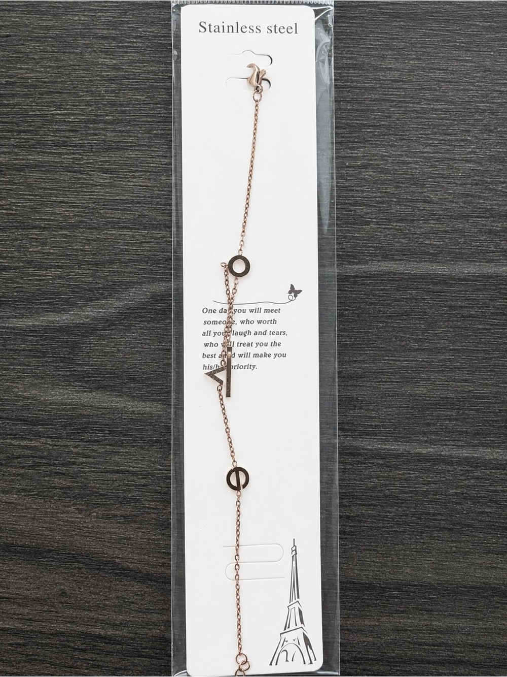 Stainless Steel Rose Gold Key Charm Bracelet - Unbranded